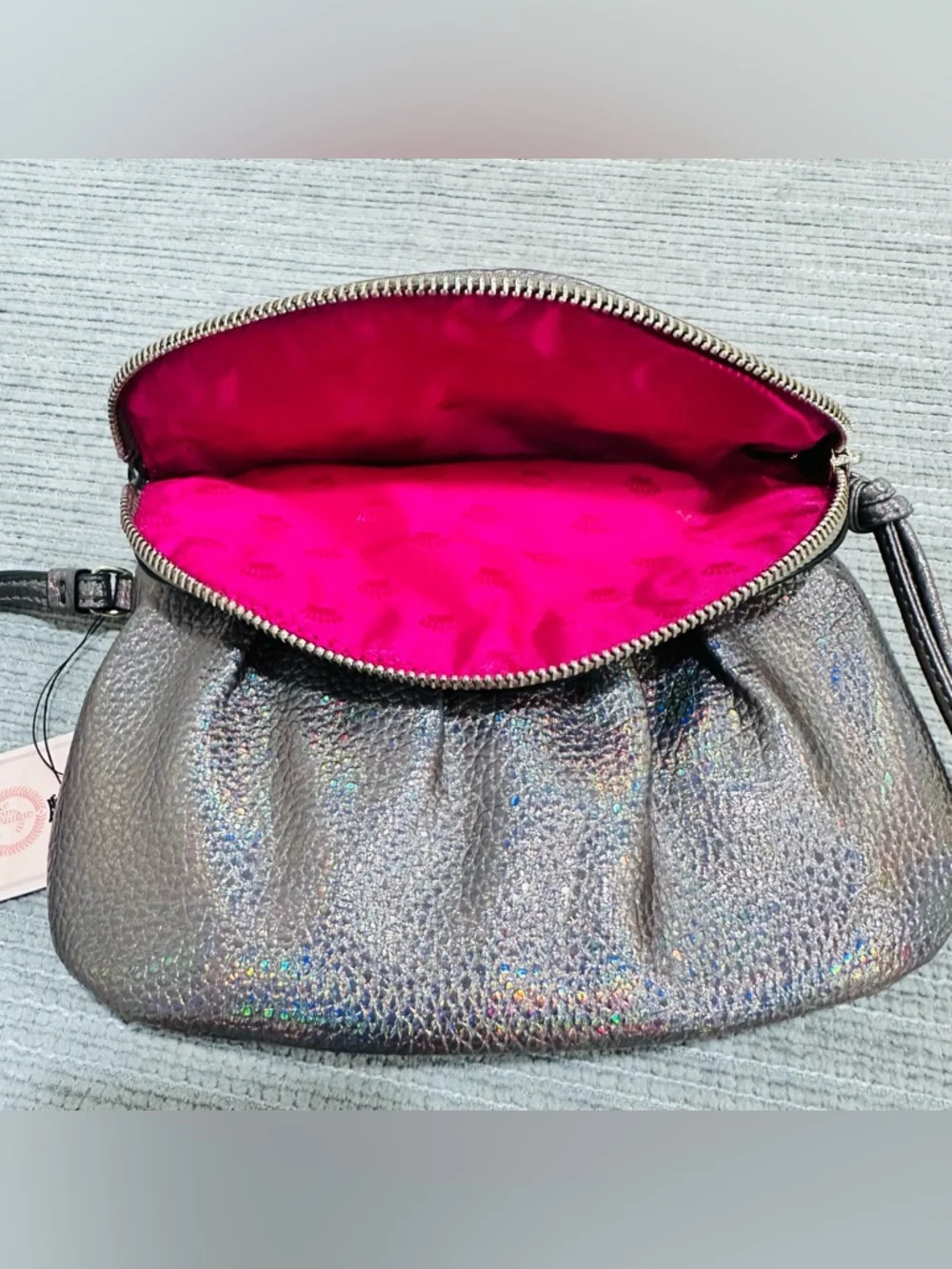 Juicy Couture Pewter Rainbow Traveler Wristlet‎ Clutch Bag NWT